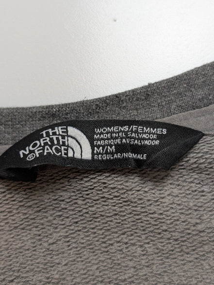 The North Face Sweat Col Rond Gris - Logo Brodé Manche - Taille L Femme