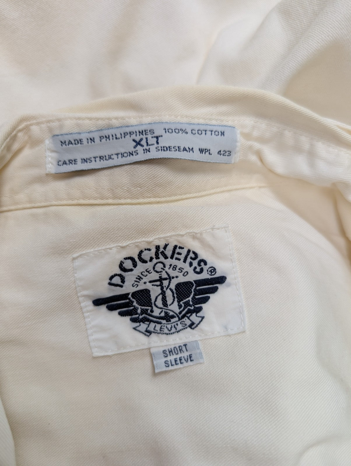 Chemise à manches courtes Dockers blanc cassé uni 2 poches taille XXL Homme
