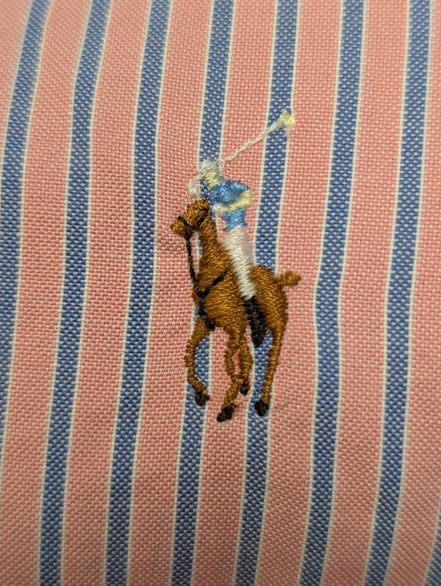 Chemise Polo Ralph Lauren Shirt Yarmouth L XL Oxford Rayée Rose Bleu Button Down