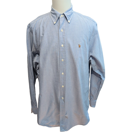 Chemise Ralph Lauren XL Oxford Logo Marron Coton Manches longues