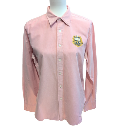 Chemise Ralph Lauren Sport Femme 14 Rose Oxford Logo Doré Cintrée