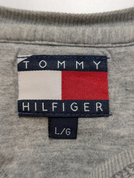 Sweat Tommy Hilfiger Gris Clair Texture Gaufrée Logo Manche - Taille L / XL