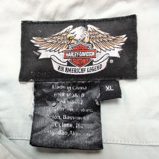 Chemise Harley Davidson XL Grise Logo Dos Vintage manches courtes