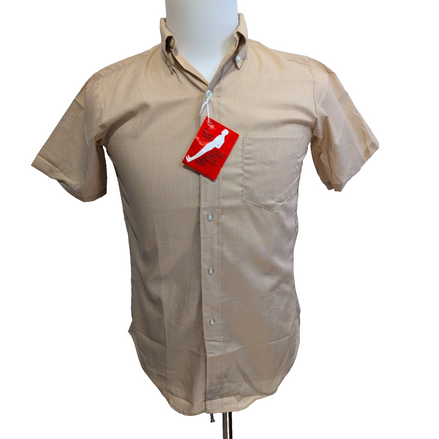Chemise Shitton East neuve S beige manches courtes col boutonné USA