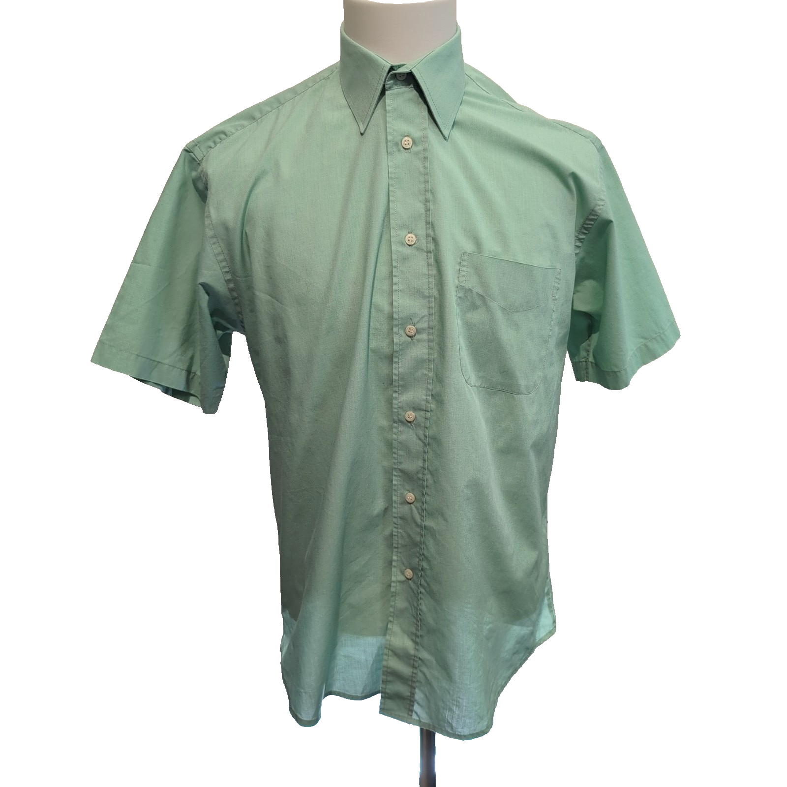 Chemise Jeremy's taille 39 M vert pâle manches courtes coton polyester