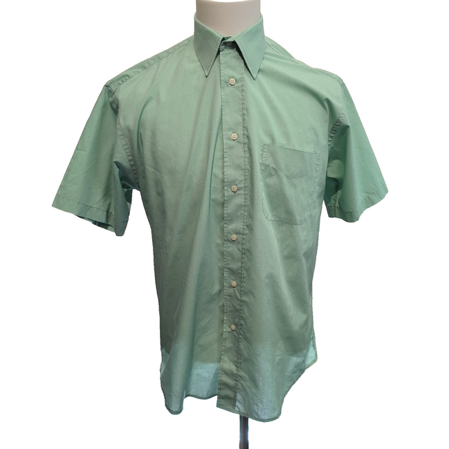 Chemise Jeremy's taille 39 M vert pâle manches courtes coton polyester