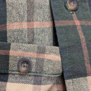 L.L. Bean Chamois Flanelle Coudes Réparés Vert Marron L USURE VINTAGE | 325S