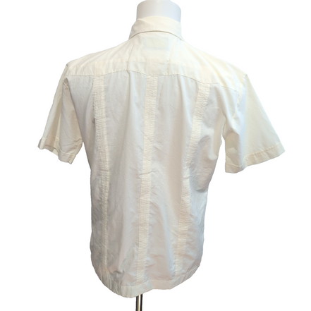 Chemise Hawaïenne Mexicana M Blanc Cassé 4 Poches Panama Brodée Vintage