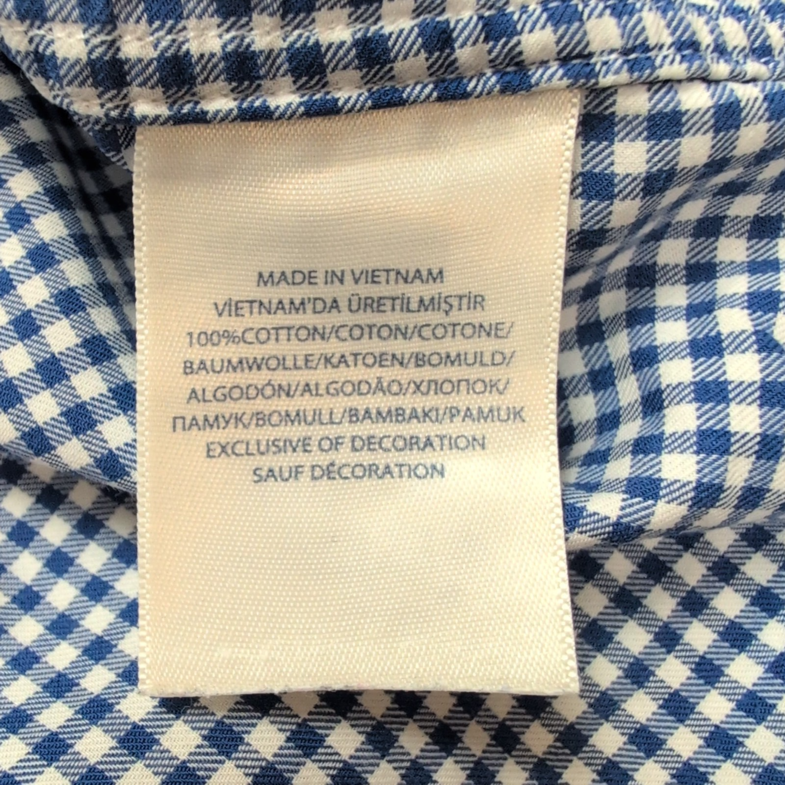 Chemise Ralph Lauren Homme M Bleu Petits Carreaux Logo Rouge Vintage