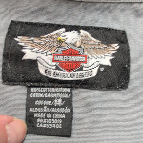 Harley Davidson Chemise Vintage Grise Manches Courtes Tête de Mort Homme 2XL