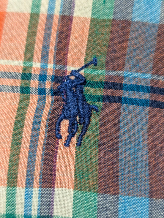 Chemise Ralph Lauren à carreaux orange et verte taille M #2657