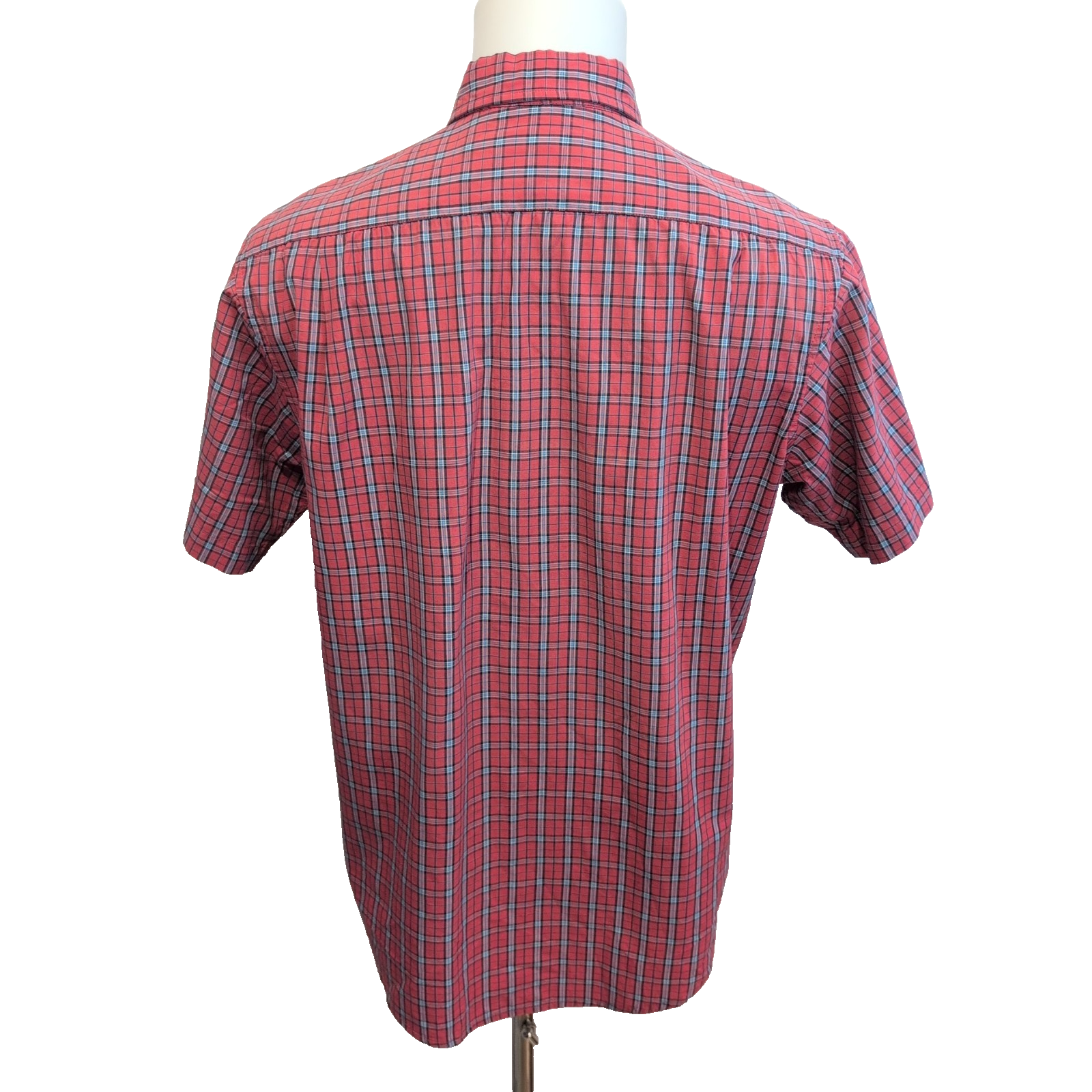 Chemise US Polo Assn rouge carreaux poche logo jaune manches courtes M