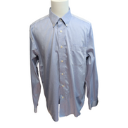 Chemise Eddie Bauer XL Bleu Uni 100% Coton Poche Manches Longues