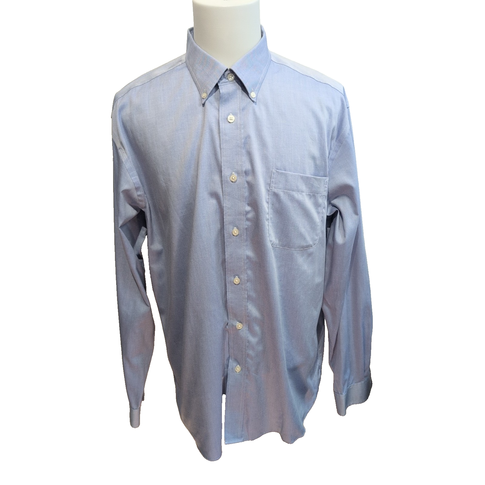 Chemise Eddie Bauer XL Bleu Uni 100% Coton Poche Manches Longues