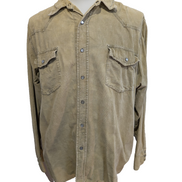 Chemise Western T.L Velours Côtelé Crème MO55 ISSUE Boutons Nacrés Vtg