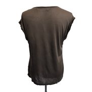 Haut Femme Taille S Camaïeu Basic Kaki Col V Sans Manches Neuf Étiquette