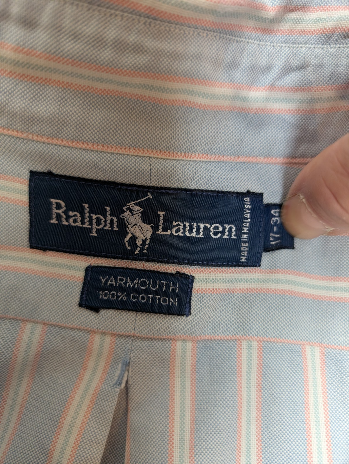 Chemise Polo Ralph Lauren Shirt Yarmouth XL XXL Oxford Rayée Rose Bleu