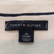 Pull Col V Tommy Hilfiger à rayures Rose Bleu Blanc Femme - Taille XS