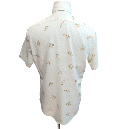 Chemise The Essley shirt M Vintage Col Pointe Beige Fleuri Manches courtes
