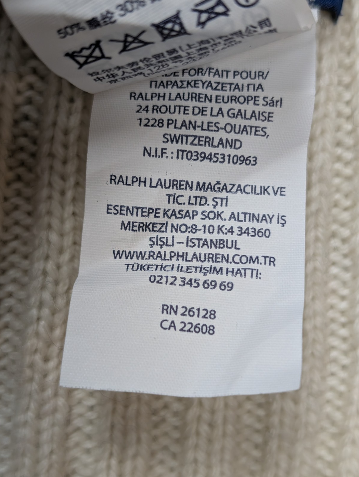 Écharpe Polo Ralph Lauren Sport Vintage XXL 2m Blanc Rouge Marine