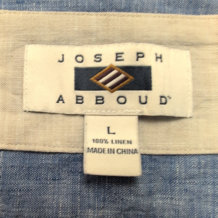 Chemise Joseph Abboud L 100% Lin Bleu Chiné Manches Retroussables
