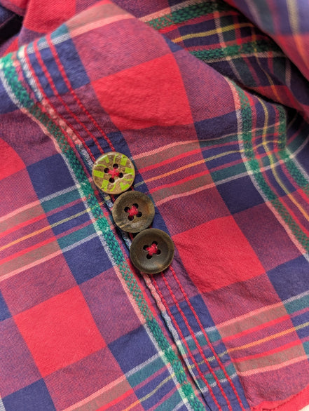 Chemise Polo Ralph Lauren Shirt S Tartan Rouge Bleu Vert Sans Logo Col Classique