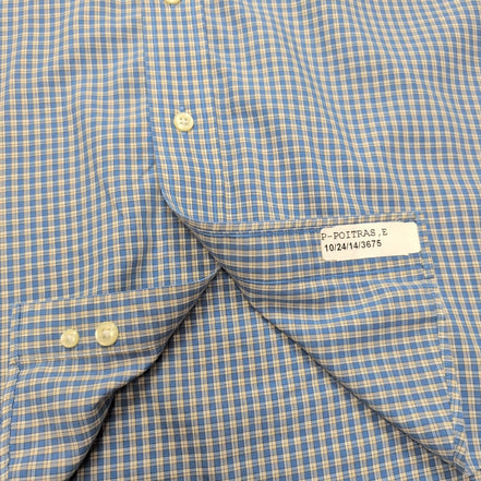 Chemise LL Bean bleu ciel petits carreaux manches longues 1 poche L