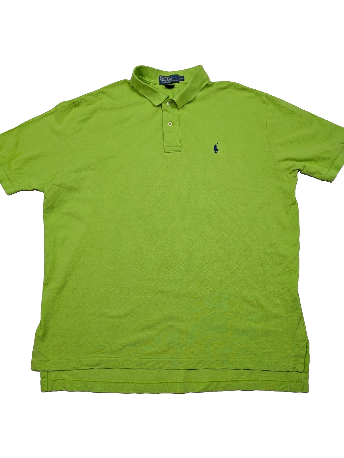 Polo manches courtes Polo Ralph Lauren XL vert anis logo bleu marine coton