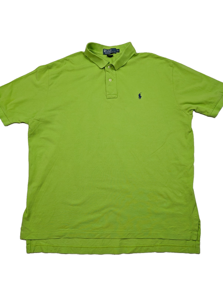 Polo manches courtes Polo Ralph Lauren XL vert anis logo bleu marine coton