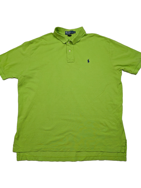 Polo manches courtes Polo Ralph Lauren XL vert anis logo bleu marine coton