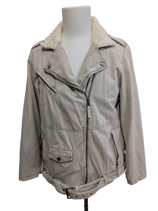 Blouson Veste Levis Homme L Doublé Sherpa Crème Beige Vintage Fermeture Zip