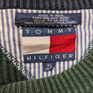 Pull Tommy Hilfiger vintage vert foncé écusson doré homme XL/XXL