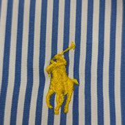 Chemise Ralph Lauren bleue à rayures longue logo jaune taille L Long #2497