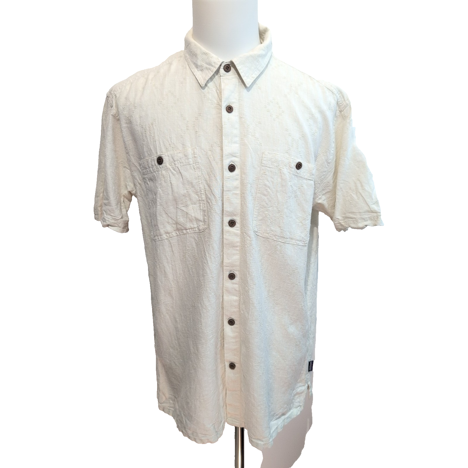 Chemise Patagonia L Chanvre Coton Beige Motifs Gaufrée Manches courtes 2 Poches