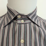 Chemise Lacoste L Rayures Marron Rose Bleu Coton Logo Poche manches longues