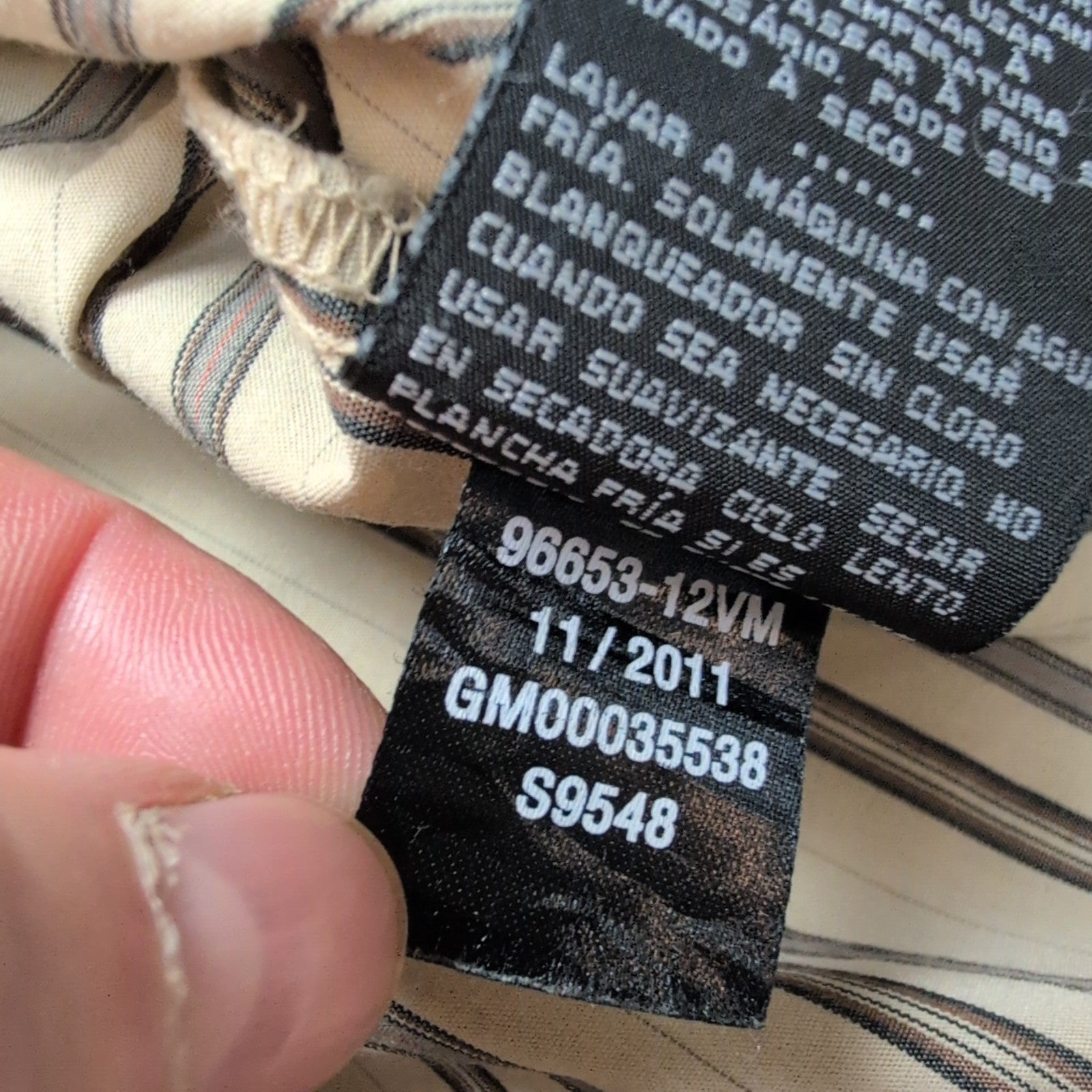 Chemise Harley Davidson XL Beige Rayures Brodée Dos Moto USA