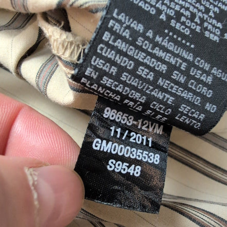 Chemise Harley Davidson XL Beige Rayures Brodée Dos Moto USA