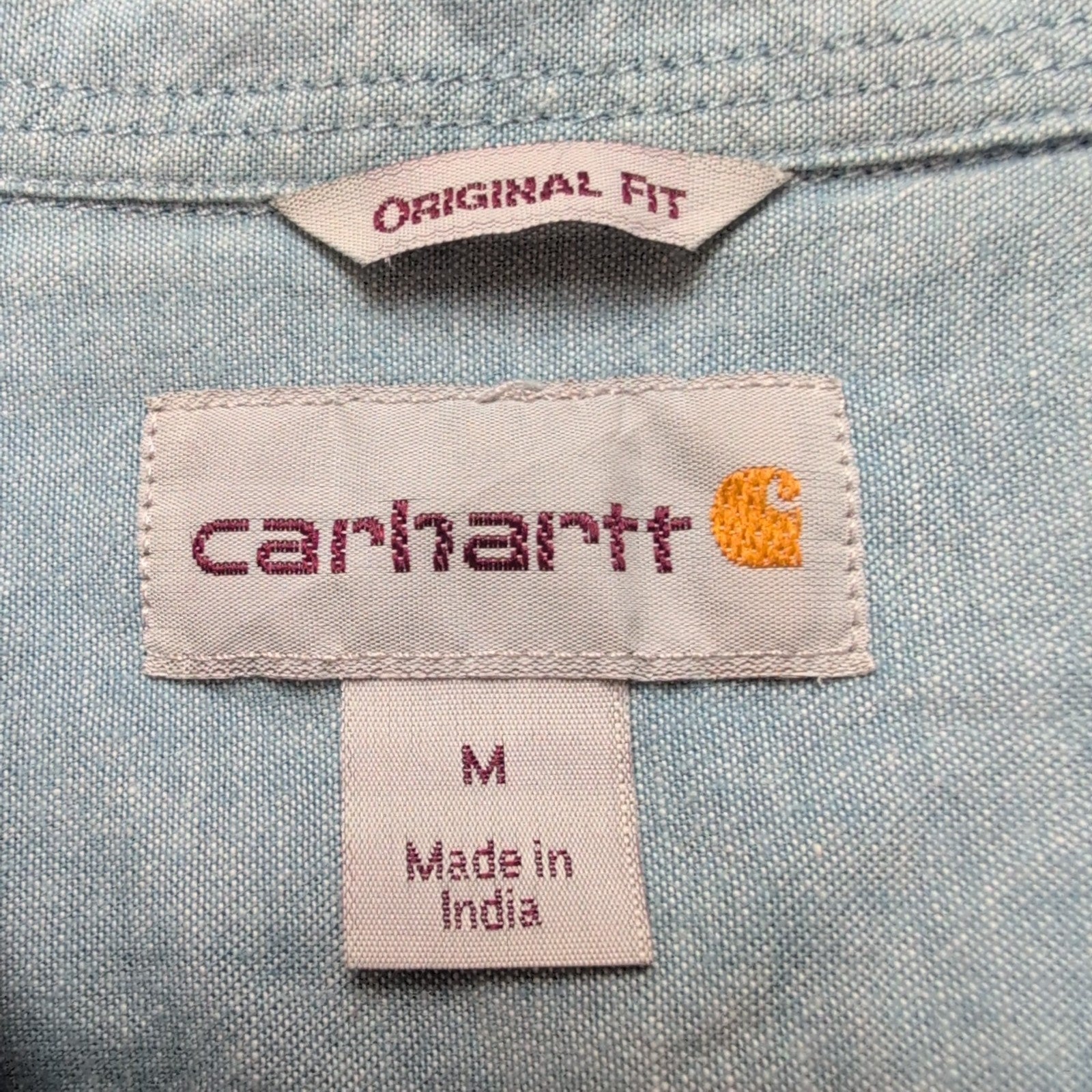 Chemise Carhartt M Bleu Uni Original Fit Workwear Ripstop manches courtes