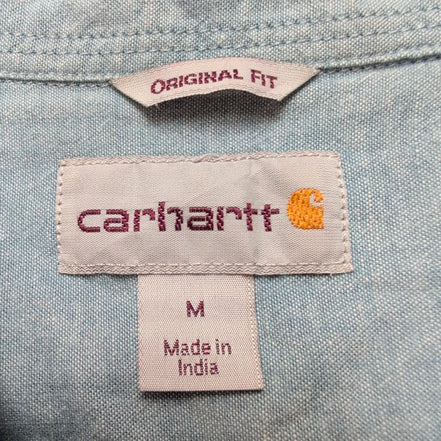 Chemise Carhartt M Bleu Uni Original Fit Workwear Ripstop manches courtes