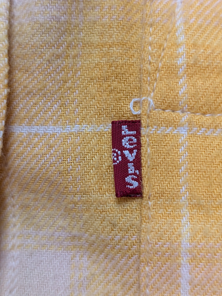 Chemise LEVI'S Flanelle à Grands Carreaux Jaune Manches Longues T.L étiquette S