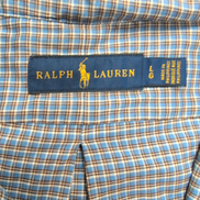 Chemise Ralph Lauren L Carreaux Bleu Marron Logo Bordeaux Boutons marbrés