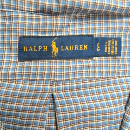 Chemise Ralph Lauren L Carreaux Bleu Marron Logo Bordeaux Boutons marbrés