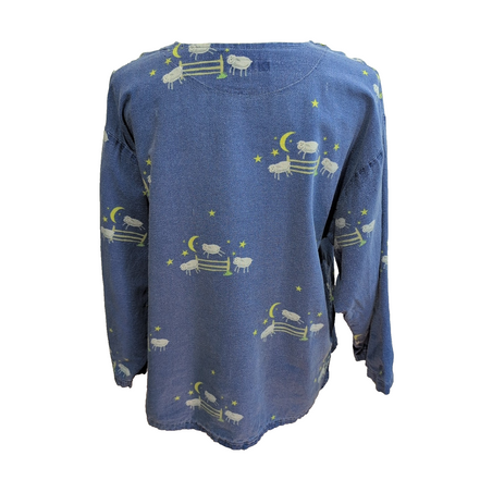 Chemise de Nuit XL Casual Gear Femme Bleu Moutons Lune Étoiles Vintage