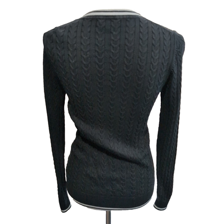 Pull Tommy Hilfiger Femme M Bleu Marine Maille Torsadée Coton Col Rond
