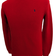 Pull POLO Ralph Lauren Rouge Logo Marine Made in Hong Kong - Taille S