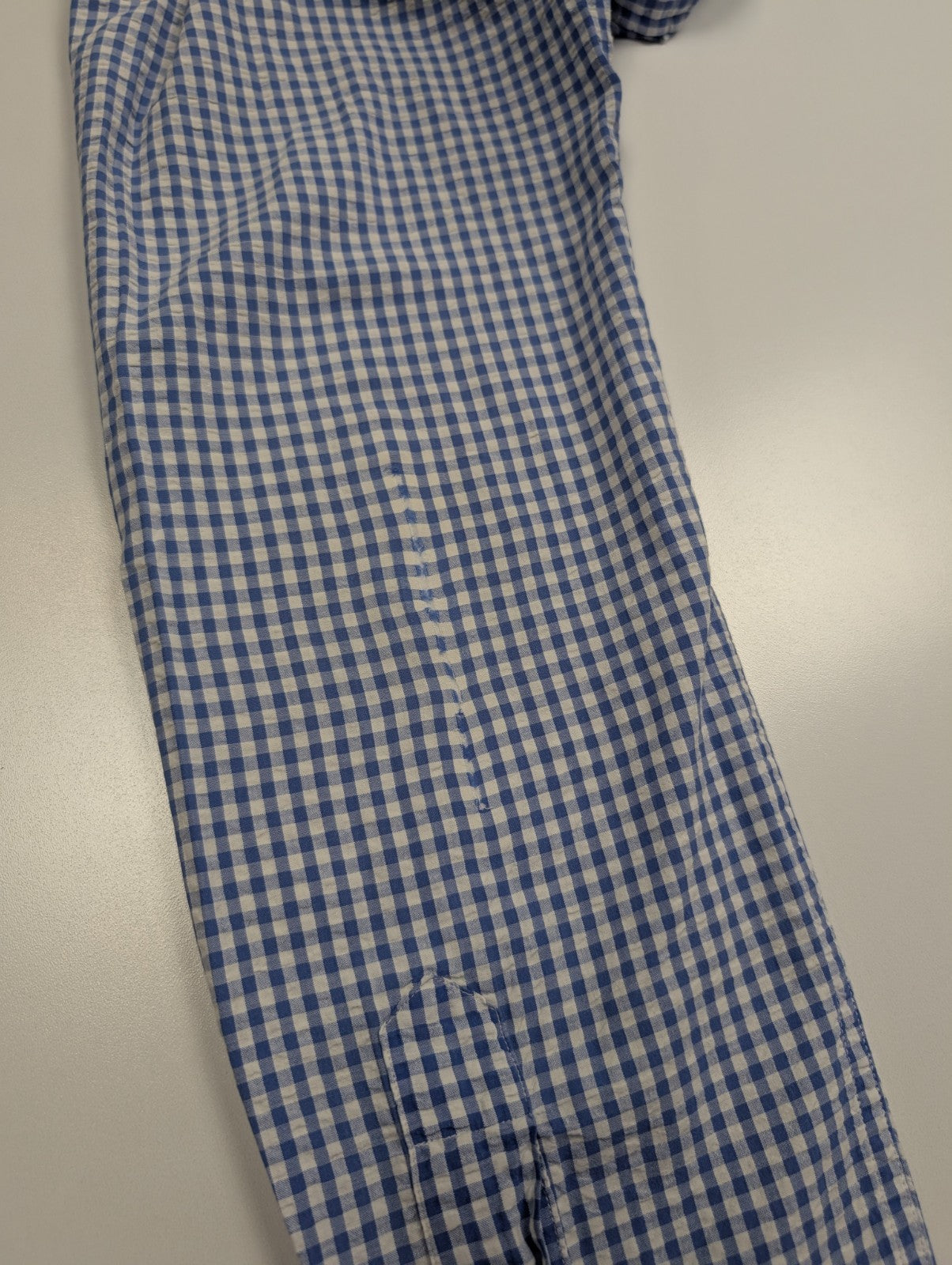 Chemise Polo Ralph Lauren Shirt M Custom Fit Bleu Blanc Gaufrée Sans Logo Button