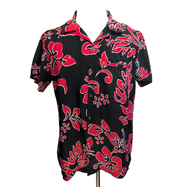 Chemise hawaïenne King Kameha M rouge noir 100% terivoile manches courtes