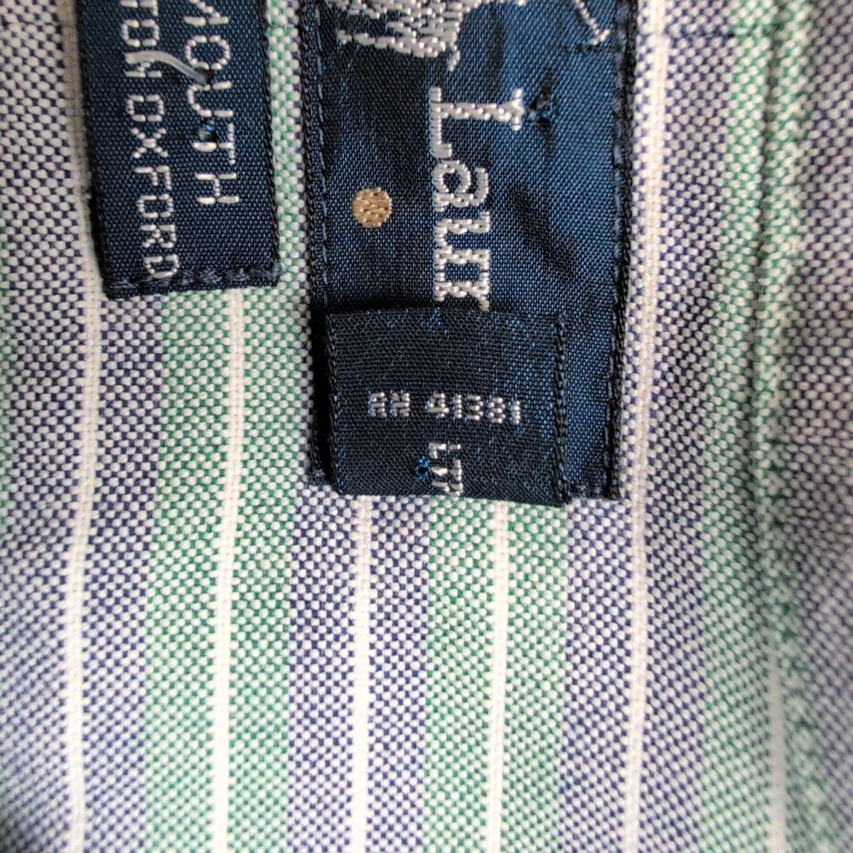 Chemise Ralph Lauren Yarmouth M/L Oxford Rayures Bleu Vert Button Down Shirt