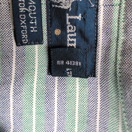 Chemise Ralph Lauren Yarmouth M/L Oxford Rayures Bleu Vert Button Down Shirt