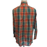 Chemise Ralph Lauren M Carreaux Orange Vert Coton Button Down Neuve Étiquette